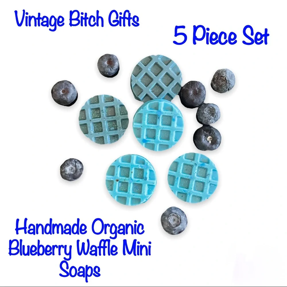 New VintageBitch Gifts - Handmade Organic Blueberry Waffle Mini Soaps 5 Pcs